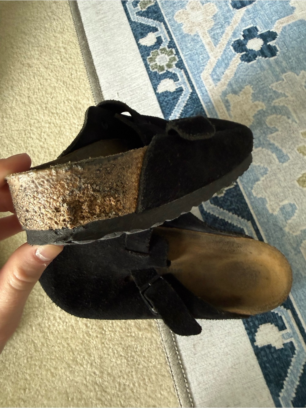 Birkenstock Black Suede Slip-On Boston Clogs - Picture 2 of 2